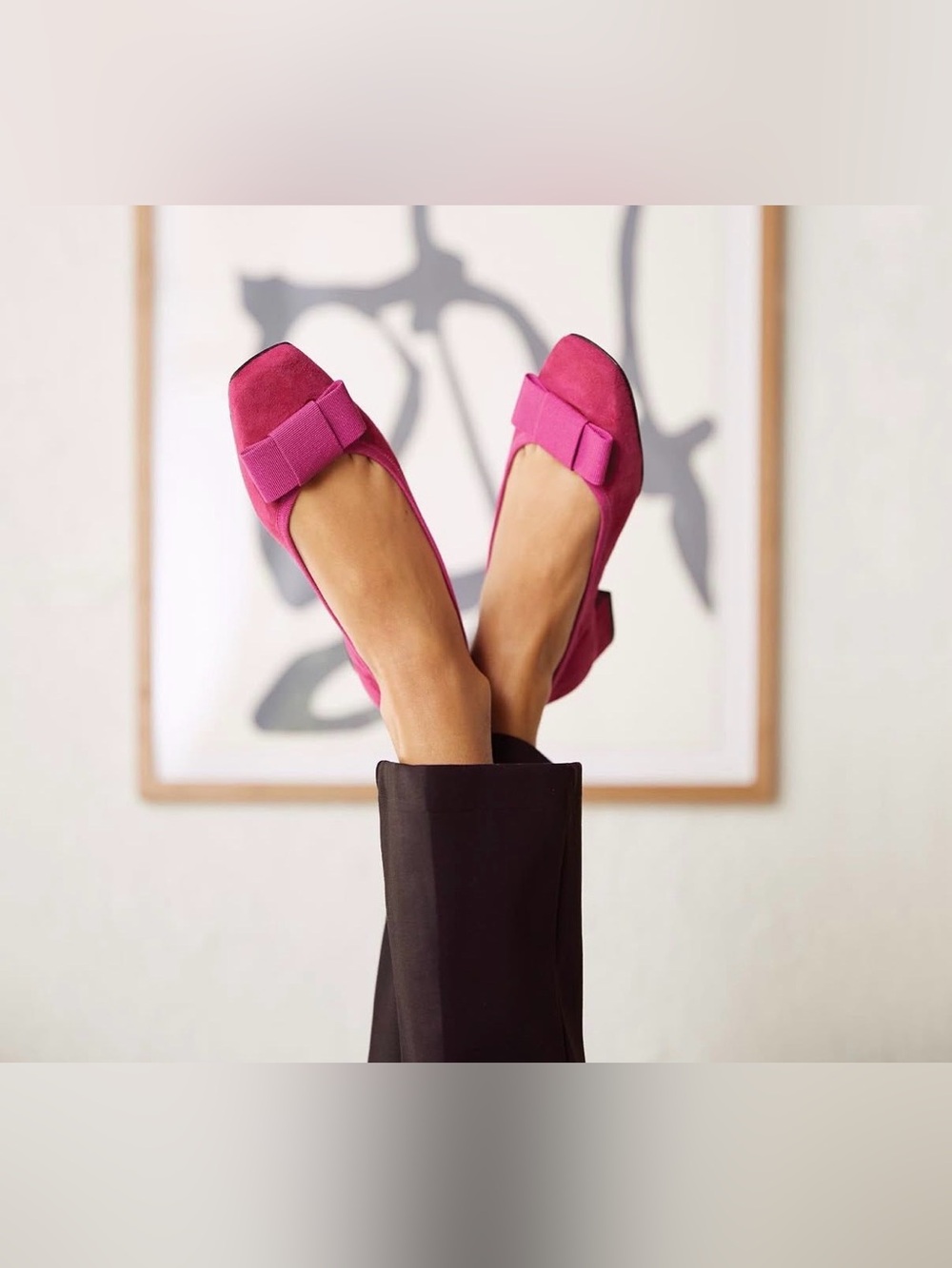 Ann Mashburn Bridgette Bow Shoes in Pink Suede, Size 36 / US 6